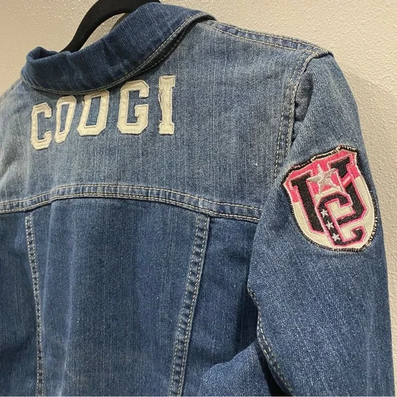 Coogi Embroidered Denim Patch Jacket Dark Blue Large - Picture 9 of 11